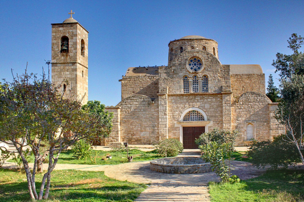 This church is part of the Monastery of Apostle Barnabas complex near Salamis, Cyprus. Turkish authorities will not allow Orthodox Christians to hold sacred liturgy in this church because Turkish officials decades ago turned the church into a museum for tourists. Submitted